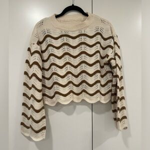 Wave Pattern Cream and Brown Sweater